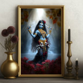 Poster Goddess Kali Ma Blue Floral Waterfall Fantasy Art