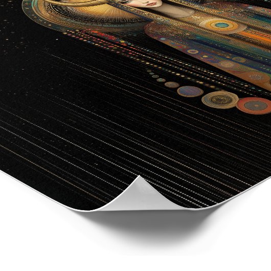 Poster Goddess Lilith Arc-en-ciel Gold Noir Art Nouveau (Coin)