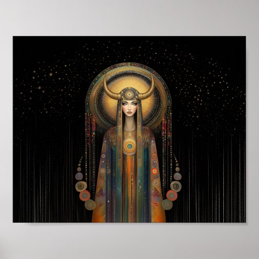 Poster Goddess Lilith Arc-en-ciel Gold Noir Art Nouveau (Devant)