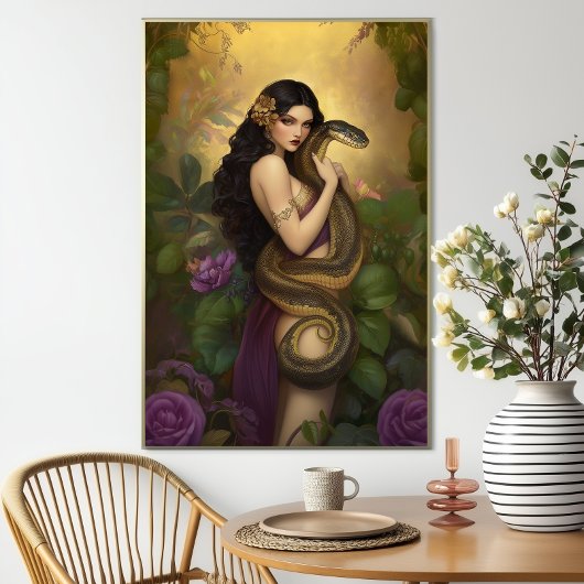 Poster Goddess Lilith dans le jardin d'Eden Snake Art