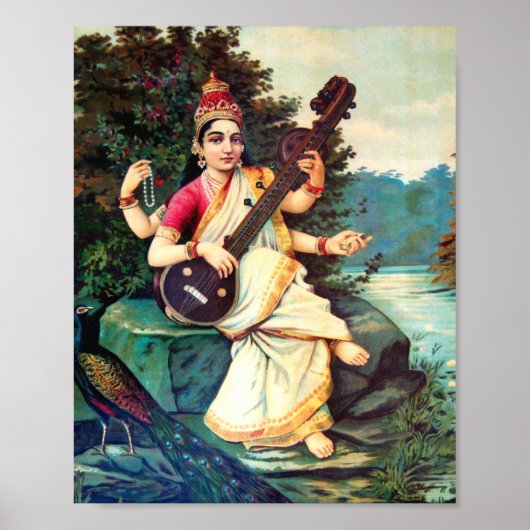 Poster Goddess Saraswati By Raja Ravi Varma (Devant)