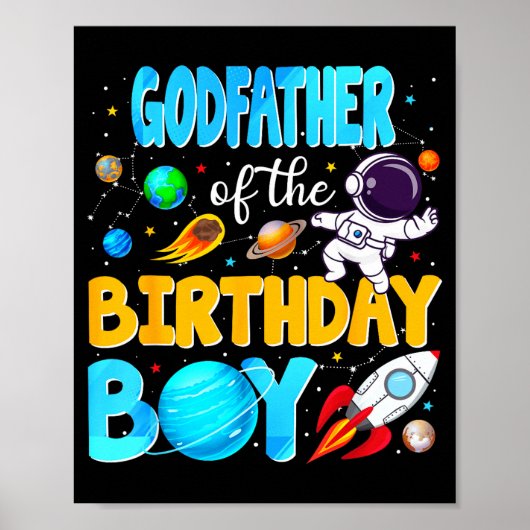 Poster Godfather Of The Birthday Boy Space Astronaut 1st  (Devant)