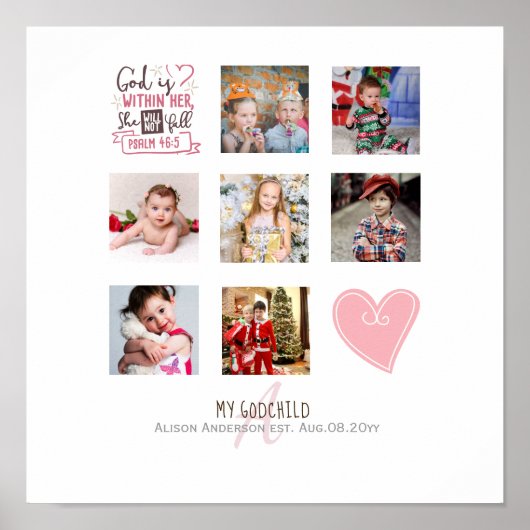 Poster GODMOTHER PHOTO COLLAGE Cadeau avec verset peut mo (Devant)