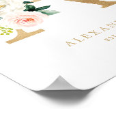 Poster Goil Foil Nursery Monogramme Peach Florals Lettre (Coin)