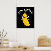 Poster Goin Bananes Funky Fruit Pun Dark BG (Cuisine)