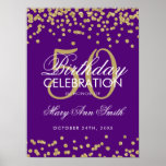 Poster Gold 50e anniversaire Parties scintillant Confetti<br><div class="desc">Elégant 50e anniversaire Gold Purple Faux Parties scintillant modèle bannière Confetti.</div>