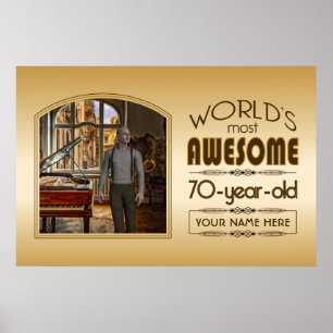 Poster Gold 70th Birthday World's Best Custom Photo Frame