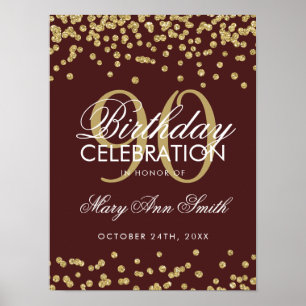 Poster Gold 90e anniversaire Parties scintillant Confetti