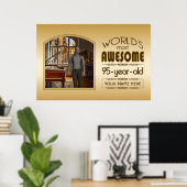 Poster Gold 95th Birthday World's Best Custom Photo Frame (Bureau à domicile)