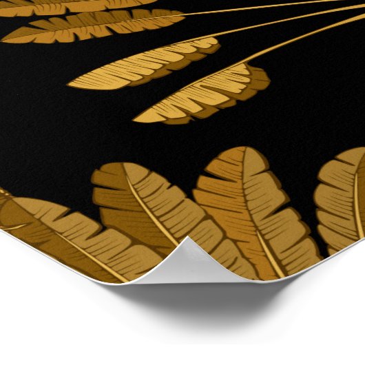 Poster Gold and black Wallpaper with floral pattern in th (Coin)