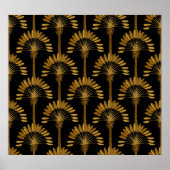 Poster Gold and black Wallpaper with floral pattern in th (Devant)