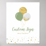 Poster Gold and Green Balloon Kids Birthday Party Custom<br><div class="desc">This custom party sign features cute balloons with a 100 % personalizable text area. Perfect for gold & green color theme birthday party or baby shower. More matching items available at my shop BaraBomDesign.</div>