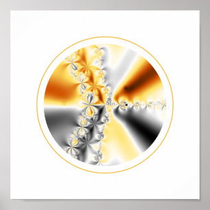 Poster Gold and Grey Symmetrical Fractal