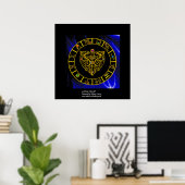 Poster GOLD ASTRAL COEUR ZODIAC SIGNES Bleu Noir (Bureau à domicile)