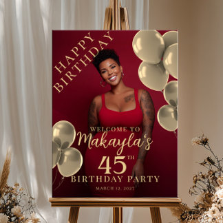 Poster Gold balloons photo birthday welcome