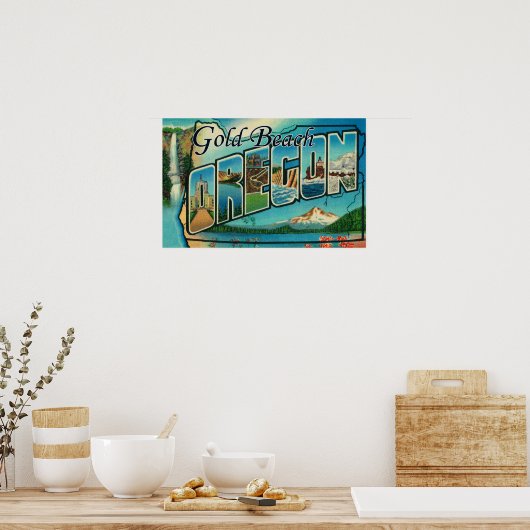 Poster Gold Beach, Oregon - Grandes Scènes de lettres (Cuisine)