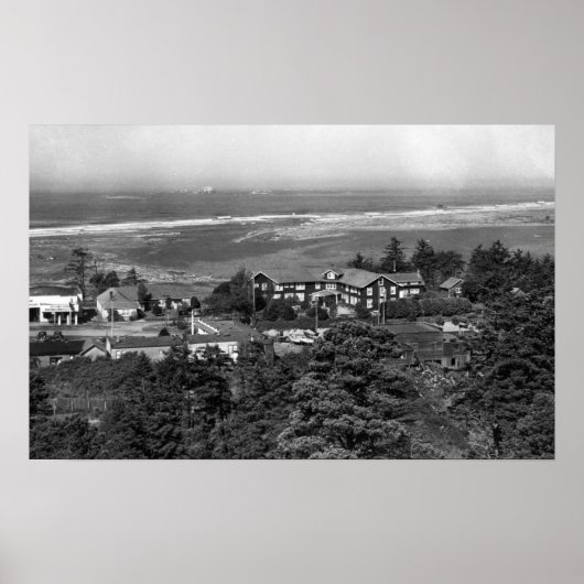 Poster Gold Beach, Oregon Town View et Sunset Inn (Devant)