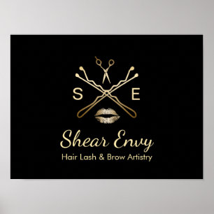 Poster Gold Beauty Salon Logo Maquillage Artiste Coiffure