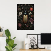 Poster Gold Beetle In Dark Flower Garden, Moody Bug (Bureau à domicile)