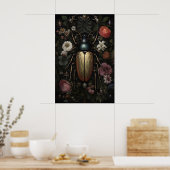 Poster Gold Beetle In Dark Flower Garden, Moody Bug (Cuisine)