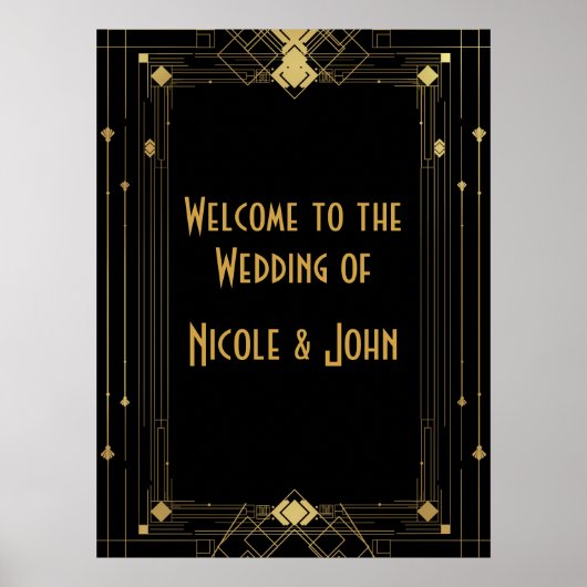 Poster Gold & Black Art Deco Gatsby Roaring 20's Banner (Devant)