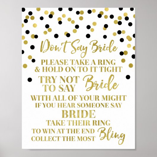 Poster Gold Black Confetti Ne pas dire Bride Jeu (Devant)