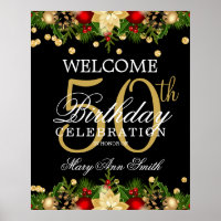 Gold & Black Holiday 50th Birthday Welcome