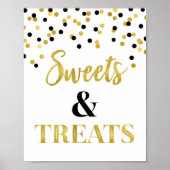 Poster Gold Black Sweets & Traitements Dessert Table (Devant)