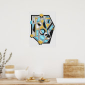 Poster Gold & Blue Contemporary Geometric Abstraction (Cuisine)