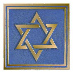 Poster Gold Blue Star de David Art Panel