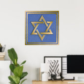 Poster Gold Blue Star de David Art Panel (Bureau à domicile)