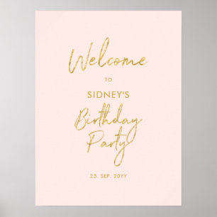 Poster Gold & Blush rose moderne fête d'anniversaire Bien