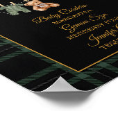 Poster Gold Bow Bear Tartan Baby Shower Bar Menu (Coin)