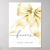 Poster Gold Bow Bridal Shower Favors Table Sign (Devant)