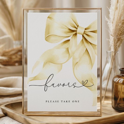 Poster Gold Bow Bridal Shower Favors Table Sign