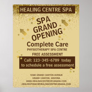 Poster Gold Brown Glittery Physio Centre Grand Opening