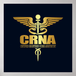 Poster Gold Caduceus (CRNA)