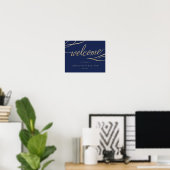 Poster Gold Calligraphy Marine Blue Welcome Mariage Poste (Bureau à domicile)