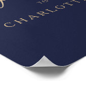 Poster Gold Calligraphy Marine Blue Welcome Mariage Poste (Coin)