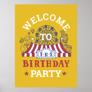 Poster Gold Carnival Circus Baby Birthday Kids HouseParty