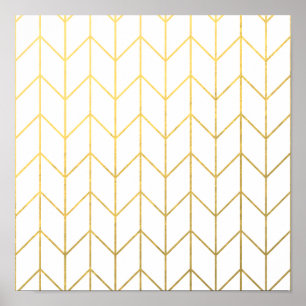 Poster Gold Chevron White Arrière - plan Modern Chic
