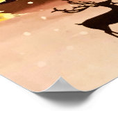 Poster Gold Christmas Village Deer Winter Night (Coin)