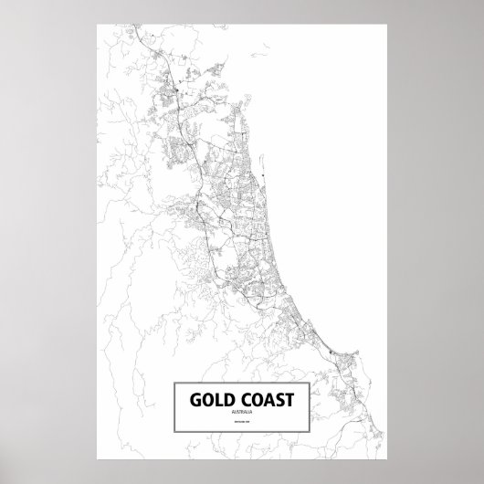 Poster Gold Coast, Australie (noir sur blanc) (Devant)