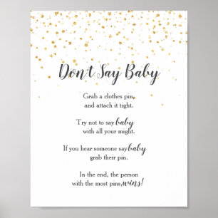 Poster Gold Confetti Baby shower Ne pas dire Baby Game Si