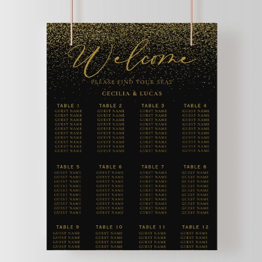 Poster Gold Confetti Boho Mariage noir