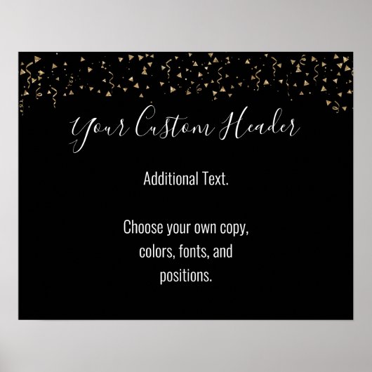 Poster Gold Confetti Décontracté Black Do It Yself Festiv (Devant)
