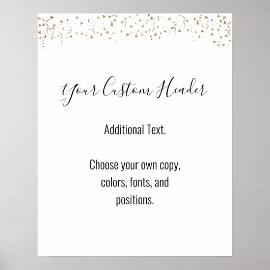 Poster Gold Confetti Décontracté Faites-Le Vous-Même Sign (Devant)