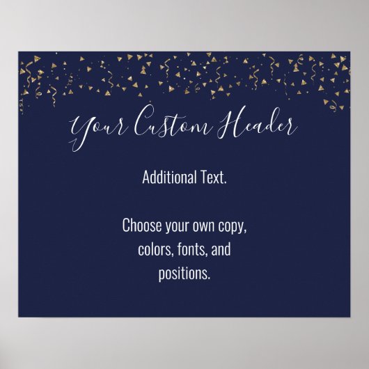 Poster Gold Confetti Décontracté Navy Faites-Le Vous-Même (Devant)