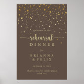 Poster Gold Confetti Dîner de répétition Brown Bienvenue (Devant)