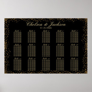 Poster Gold Confetti et Black - 15 Seating Chart